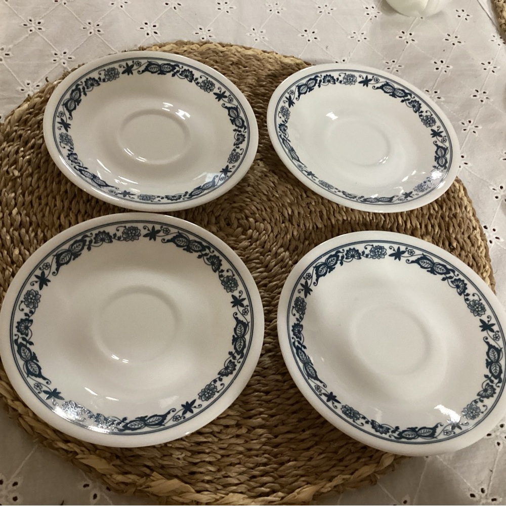 Vintage Corelle Old Town Blue Plates Saucers.
